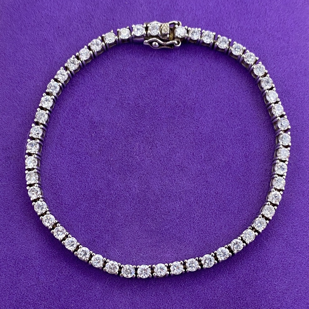 💛 Elegant Sterling Silver CZ Tennis Bracelet